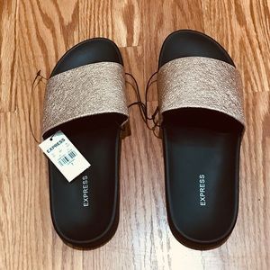 Express Vici Women Metallic Glitter Band Sandals